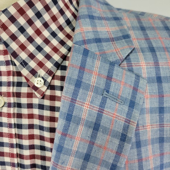 Tommy Hilfiger Men's Sport Coat Blazer Multicolor Plaid Cotton Linen Size 46L - Picture 9 of 14